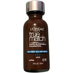 L'Oreal True Match Foundation C11 Cool Coffee Oil-Free Fragrance-Free 1 oz